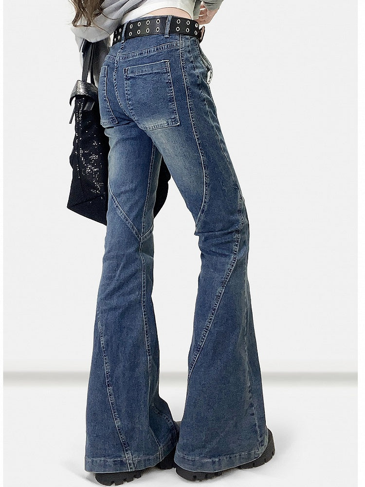Jeans Taille Silhouette Flare Low Blau