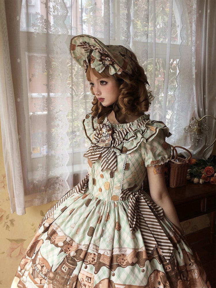 Puppy and Biscuit Green Sweet Lolita Short Sleeves Dress