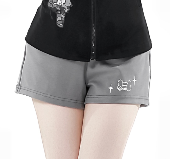 White Bone Embroidered Shorts Stripes Black/Gray/Black