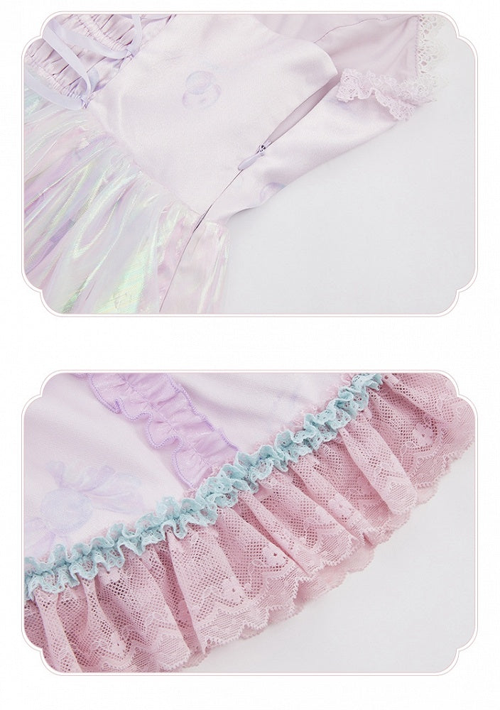 Candy Decorated Purple Straps Bead Dress Sweet JSK and Lolita Spaghetti Light