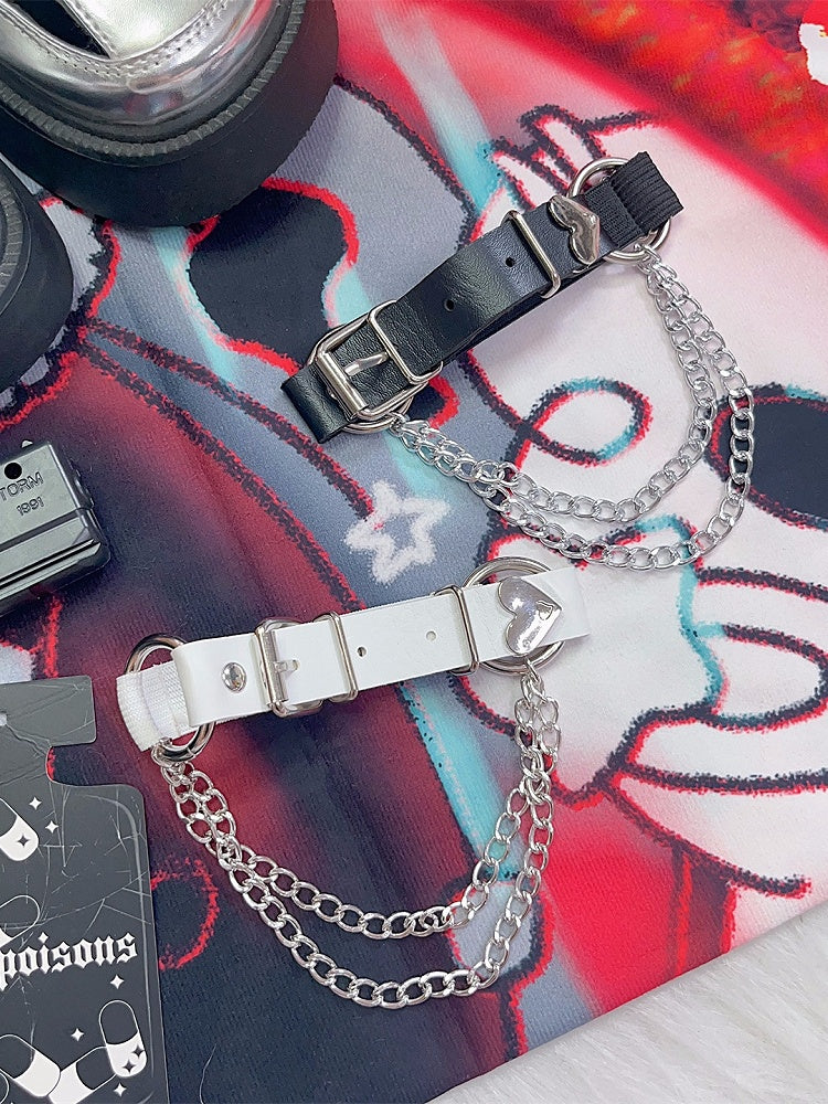 Kettenarmring Y2K Herz Schwarz/Weiß Verzierter Charm