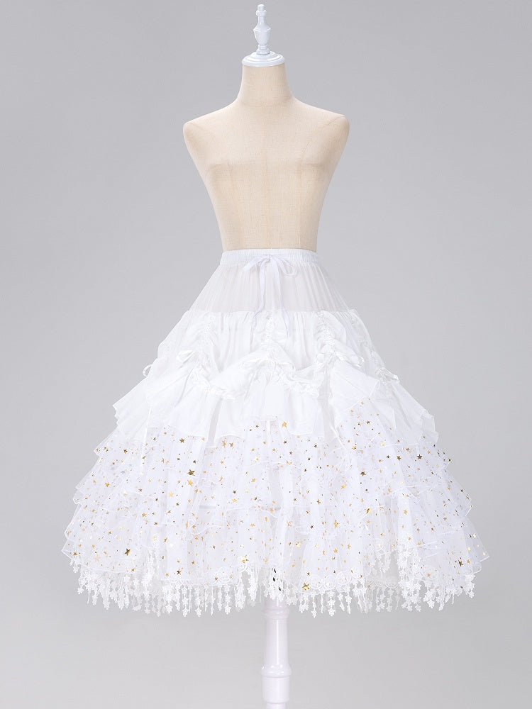 Length Fish-bone Glittering Stars Gorgeous White/Beige/Black Adjustable Petticoat