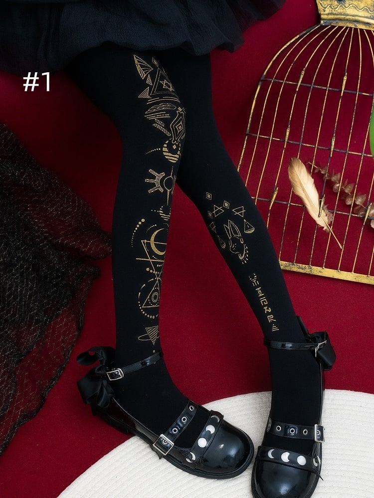 4 Optionen Lolita Totem Print Design Strumpfhosen