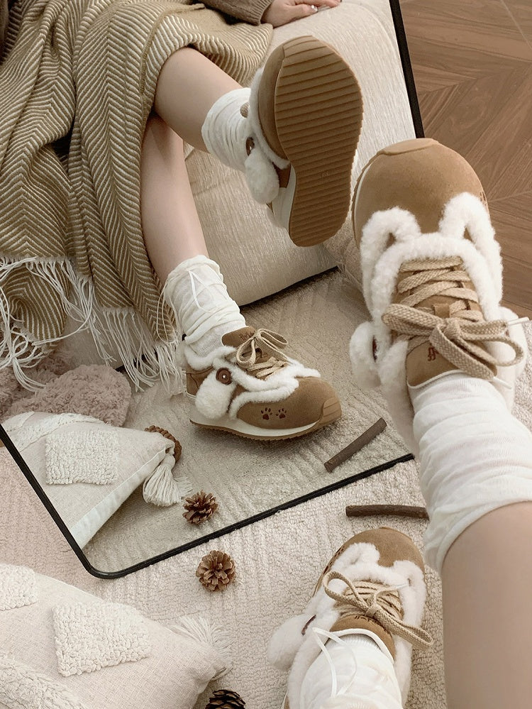 Sneakers Embroidery Sweet Lolita - Brown Paw