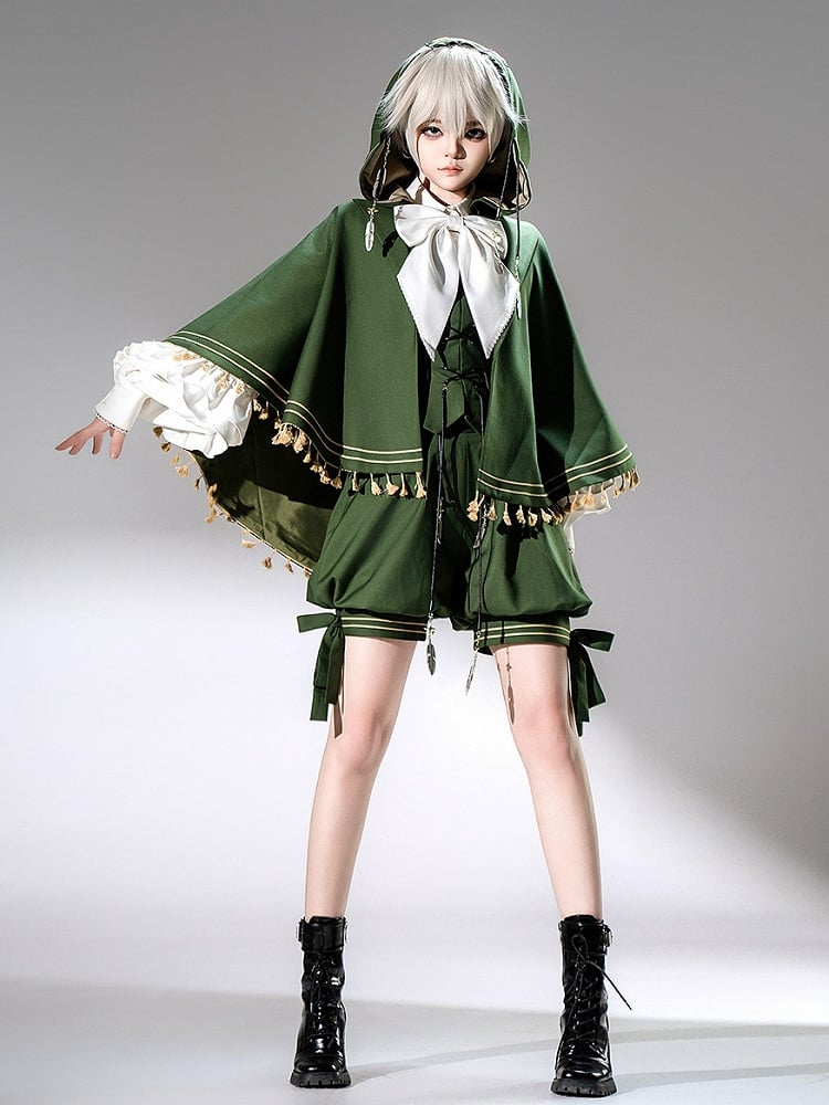 Green High-low Tassels Ouji Cape Hem Lolita