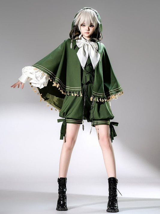Grüne High-Low-Quasten Ouji Cape Saum Lolita