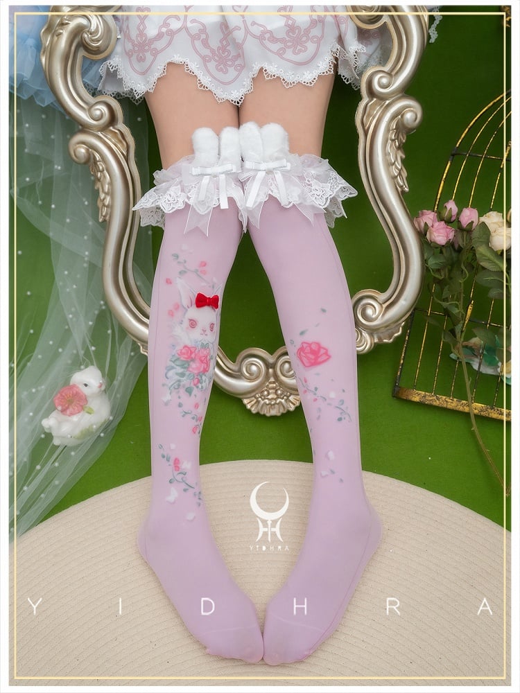 Süße Lolita Overknee-Strümpfe mit Animal-Print