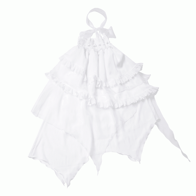 Tiered Skirt Free White Handkerchief Hem Strapless Dress Ways Wear with Bowtie Two
