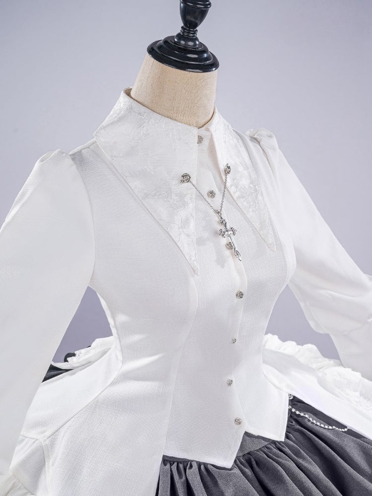 Costume de cosplay style Lolita Yosuga no Sora Kasugano Sora avec chemise blanche et jupe noire