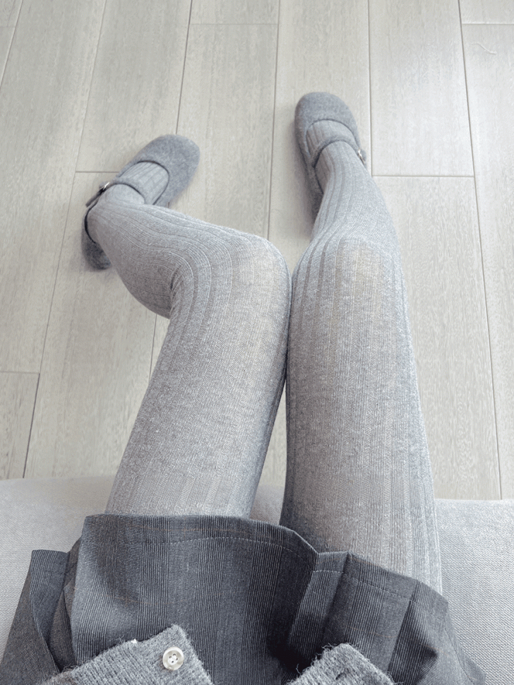 Weiß/Grau gestreifte Strumpfhose