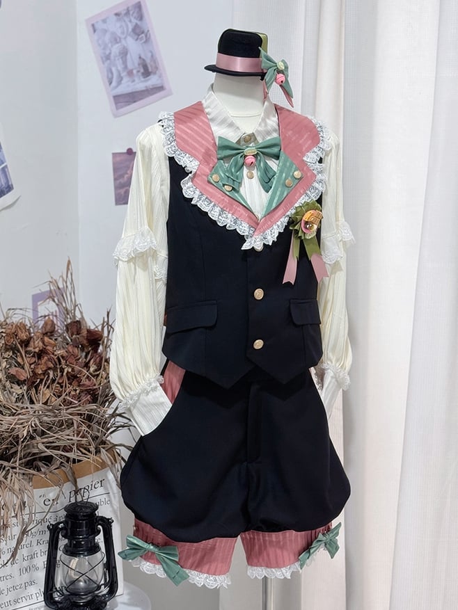 + Zirkusweste und schwarz-rosa Lolita-Blazer mit Kragen-Vibes Ouji