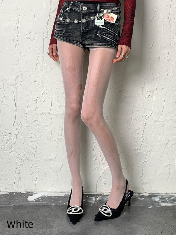 Purple/Black/White/Grey Cut-out Tights