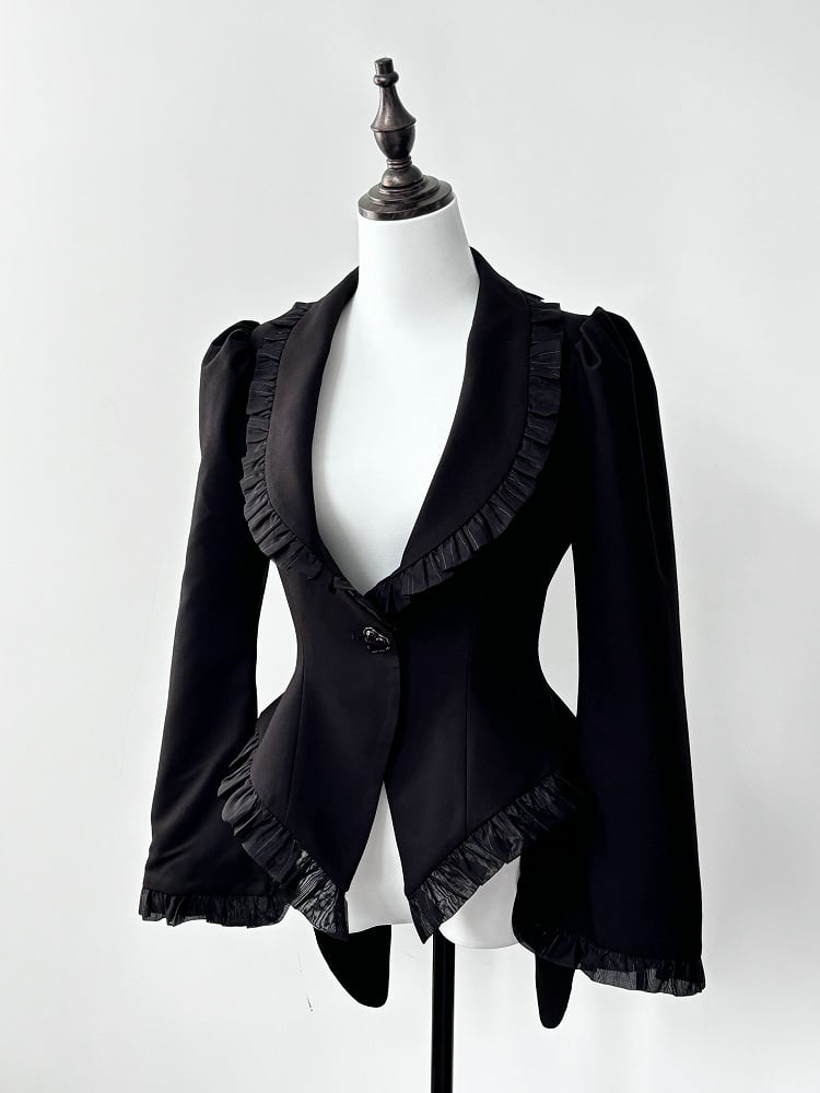 Black Gothic Lolita Butterfly Wings Shaped Hem Blazer