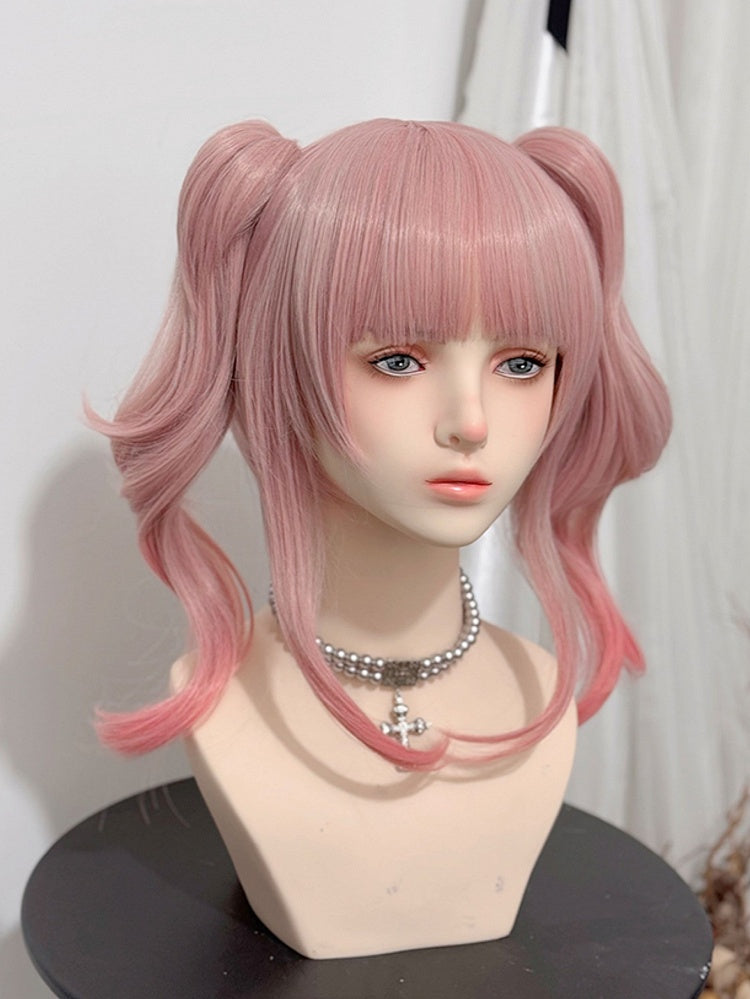 Bangs Clips Claw Length Pink 30CM Wavy Wig 38CM Ponytail With + Air Double