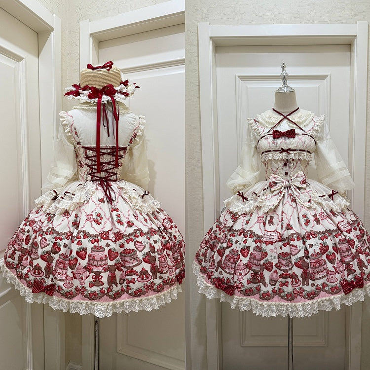 and Lolita Skirt Sweet Strawberry Jumper Teddy Print