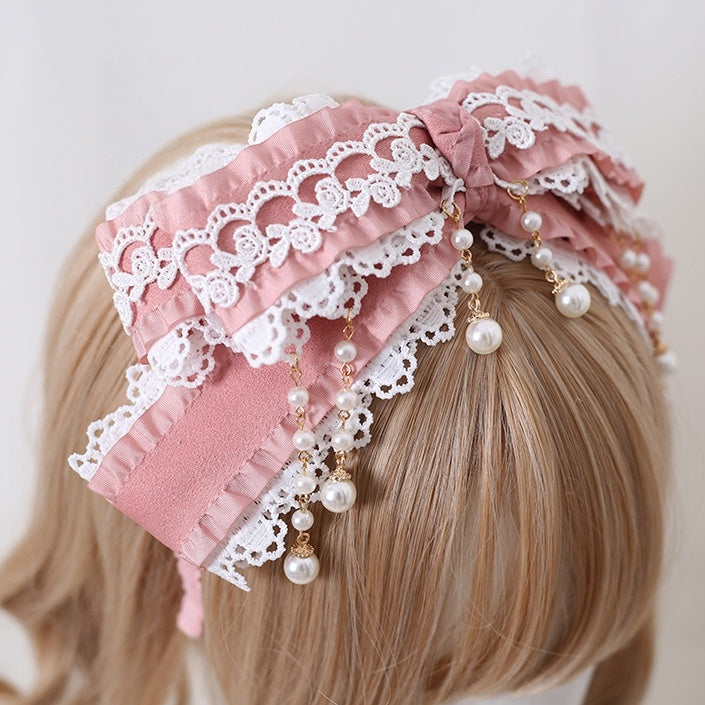 Charms Lolita Bead KC Rosa Mehrschichtige Spitze und Weiß Mit Wunderschöner Schleife