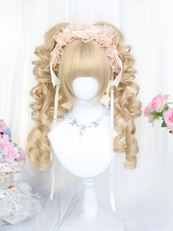 Straight Clips Claw Cut Bangs+Double 50CM Bob With Ponytail Full Brown/Blonde Wig Wavy 30CM Length