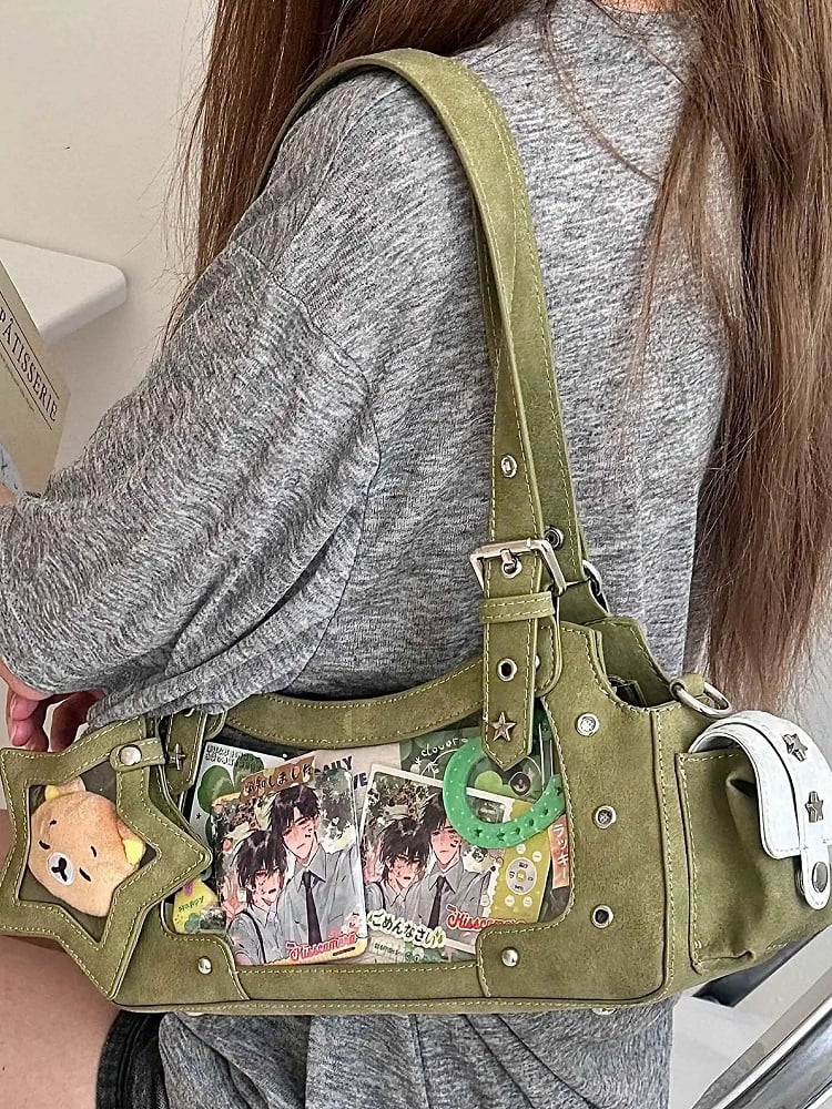 With Ita Y2K Shoulder Charm Green Bag PU Star