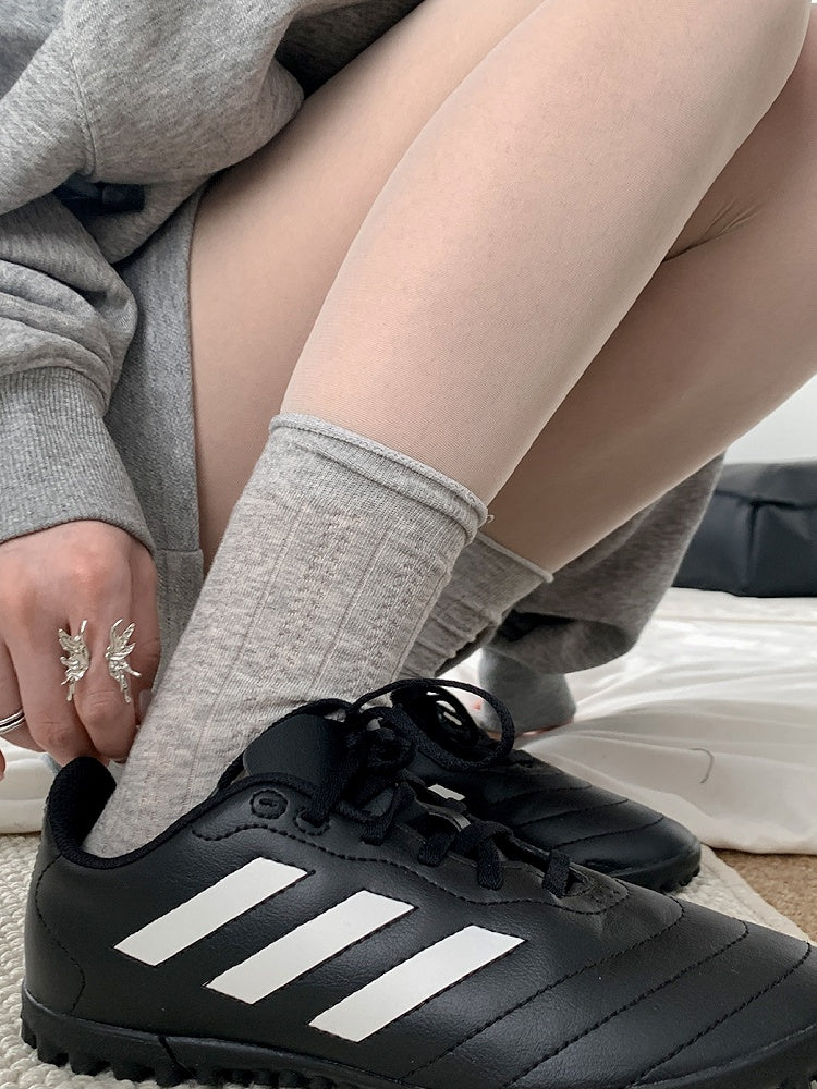 Ribbed Socks Trim White/Gray Calf