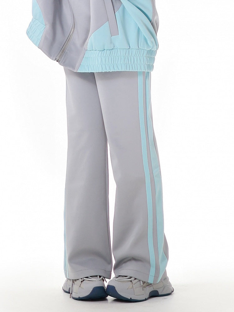 and Green Stripes Jirai Kei Sweatpants Gray