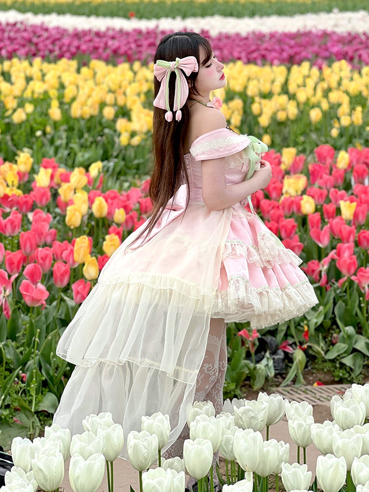 Fairy and Corset Green Dress Pink Theme Kei Tulip