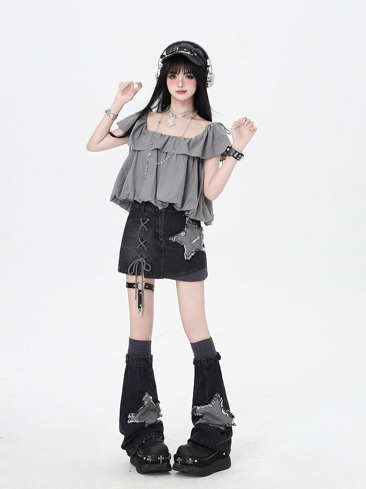 Oberteil/Rock in Bubble-Grau, drei Tragemöglichkeiten