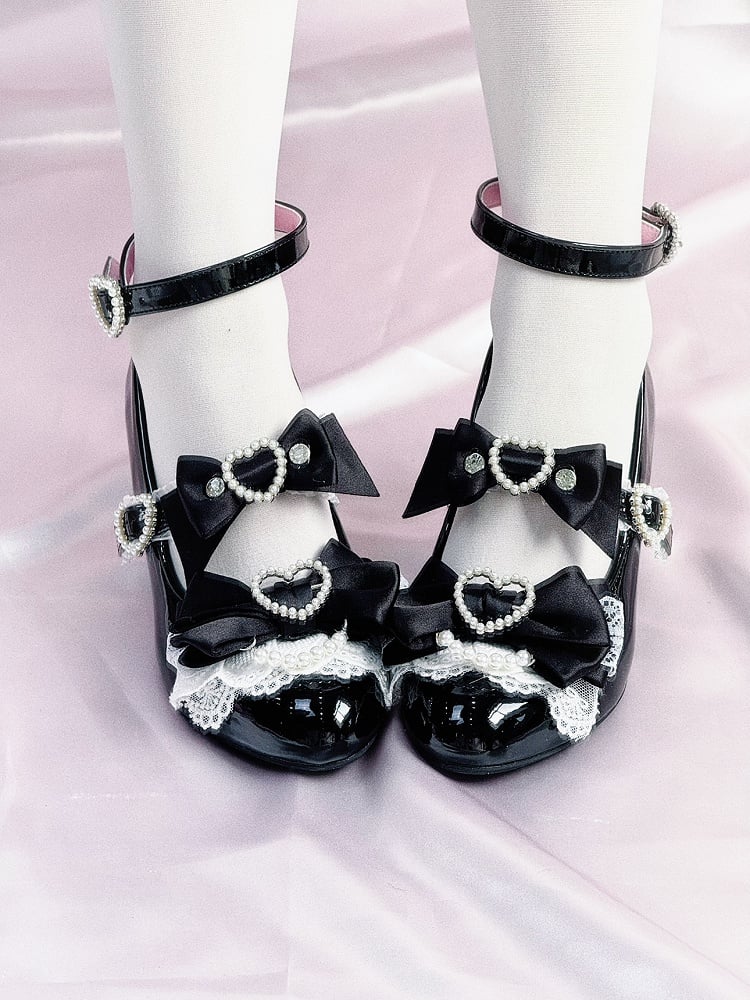 Herz Keil Jirai Cut-out Mary Kei Schuhe Gyaru Schwarz Heels Janes Mode