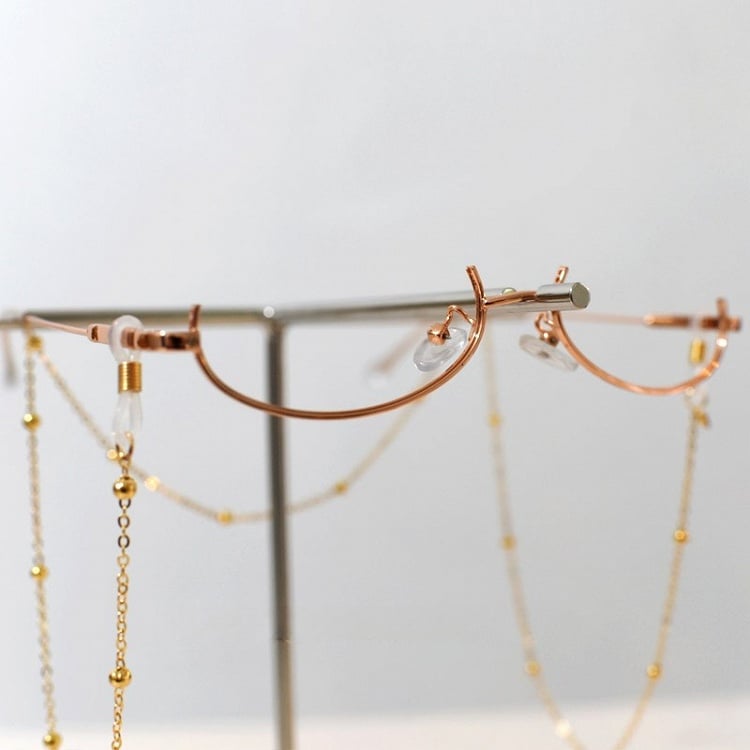 Cyberpunk Frame Eyeglasses Silver/Gold Charm Chain