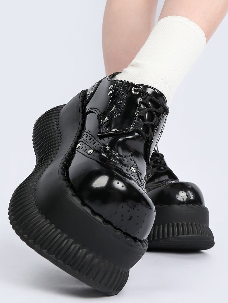 Lace-Up - Platform Details Shoes Design Bittersweet Black Studded