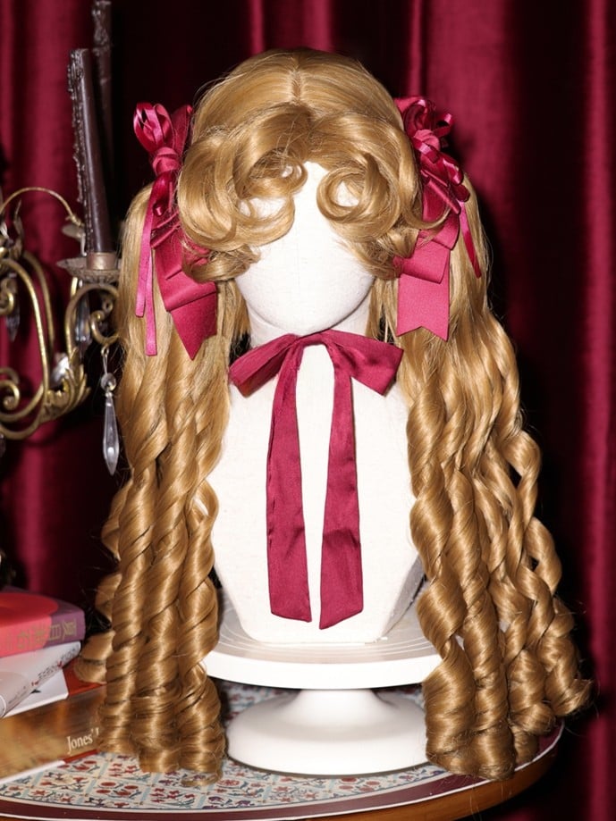 Wig Brown/Brown/Black Clips Short Claw With Double Roman + Ponytail Light Curly Bangs 50CM