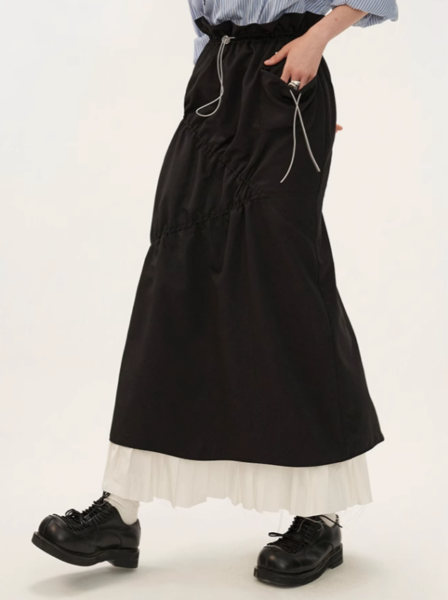 Pleated Stitch Fashion Skirt Long