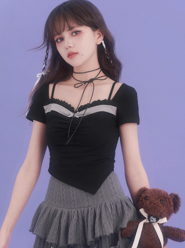 Faux Asymmetrical Square Top Two-piece Collar