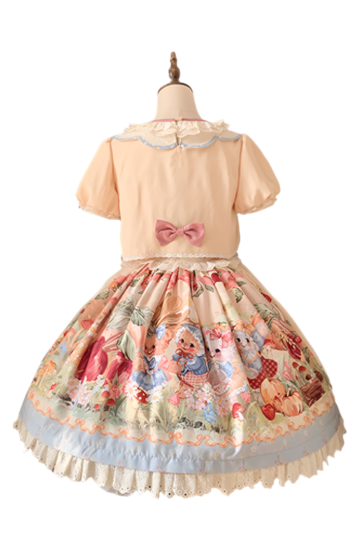 Apron + Reservations Suspender Print Dress Layered Carrot