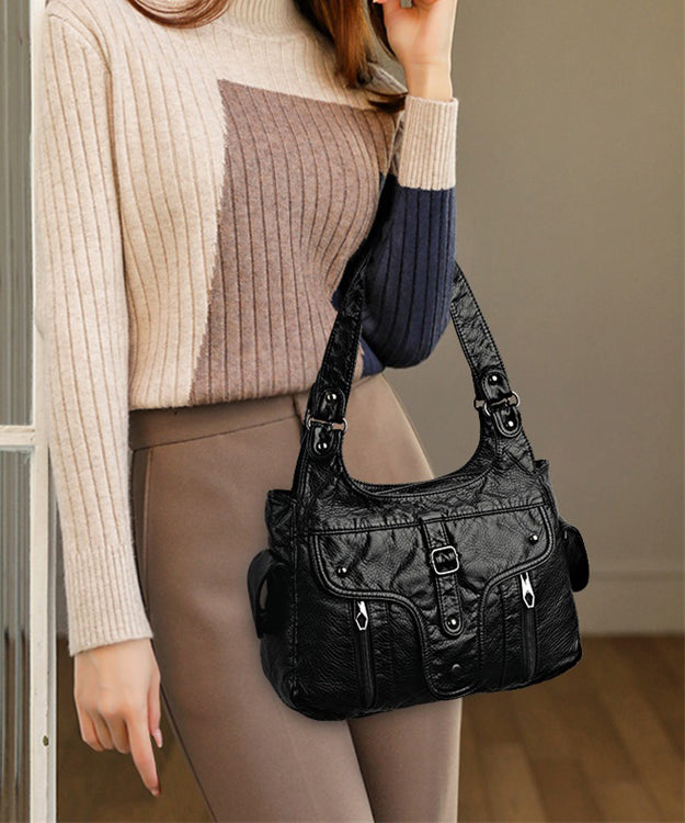 Shoulder Leather Capacity New Black Bag Large Calf 2025