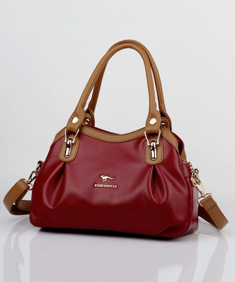 Bag Red 2025 Versatile Calf Solid Black Durable New Leather Tote