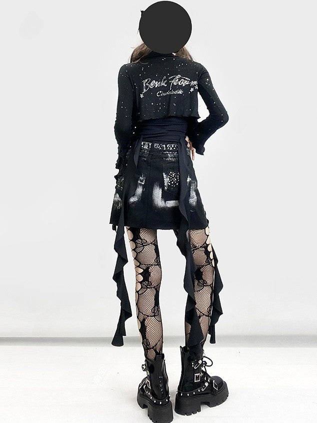 Glamorous Strapless Black Back Top Letter With Bittersweet Cropped Cross Print