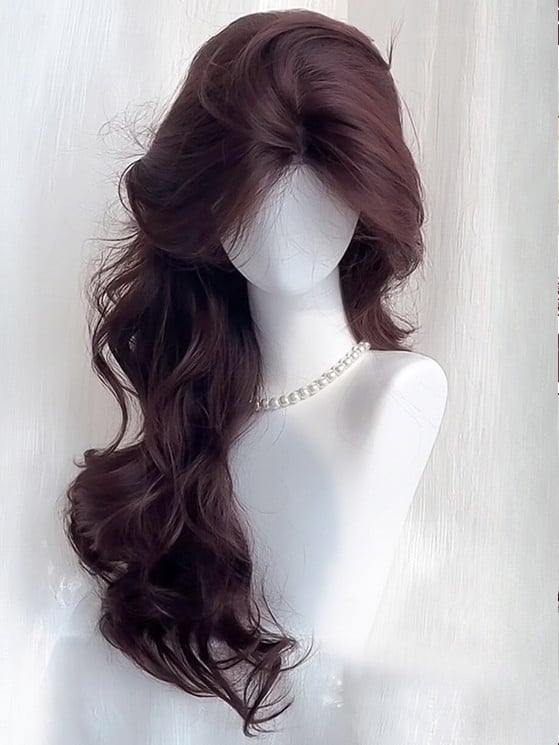Length 70CM Wig Wavy Chocolate Brown