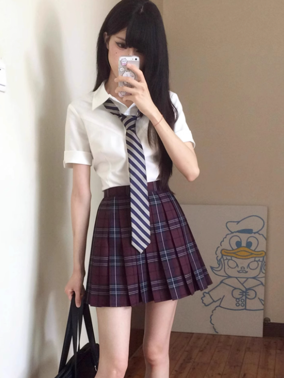 Muster JK Plaid Rot Uniform Rock 45CM Plissee