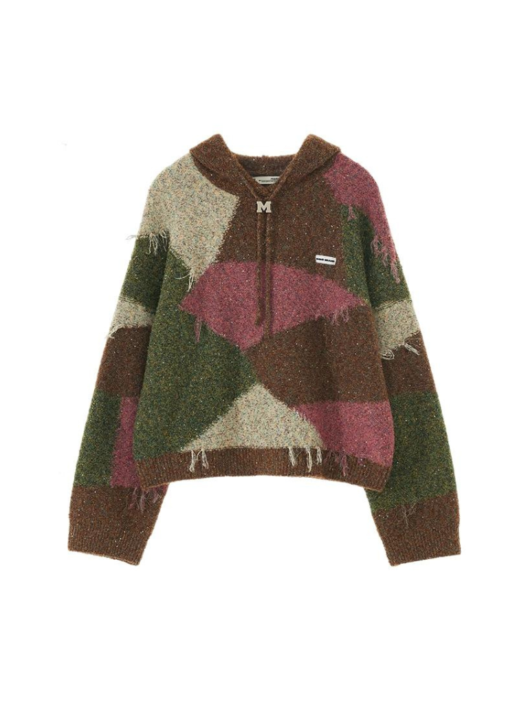 Kapuzenpullover in Retro-Block-Optik