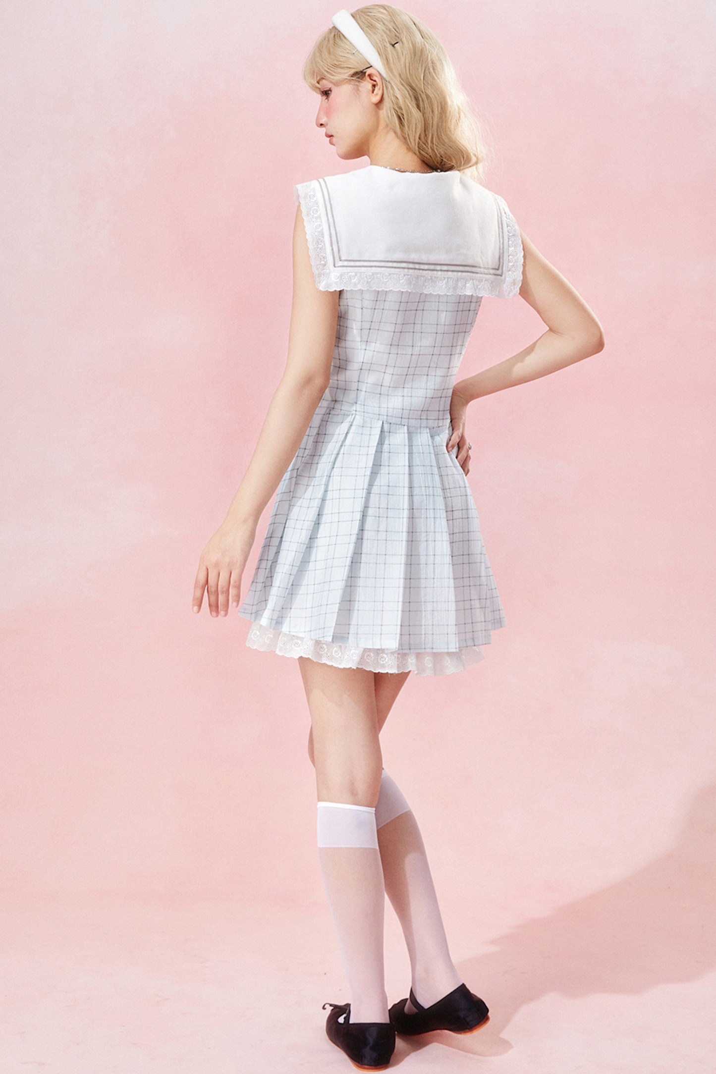Nautical Dress Sleeveless Chic Check