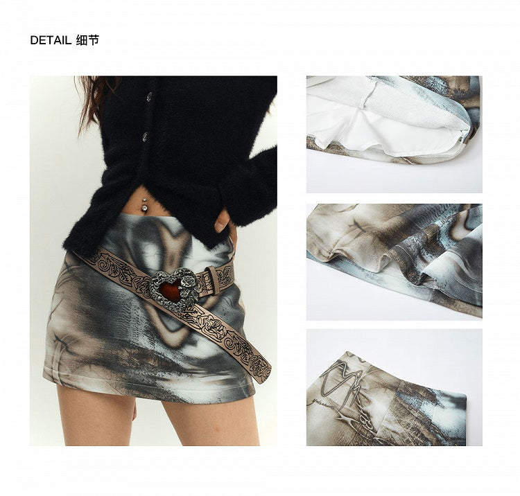 and Gray Punk Mini Bodycon Skirt Black