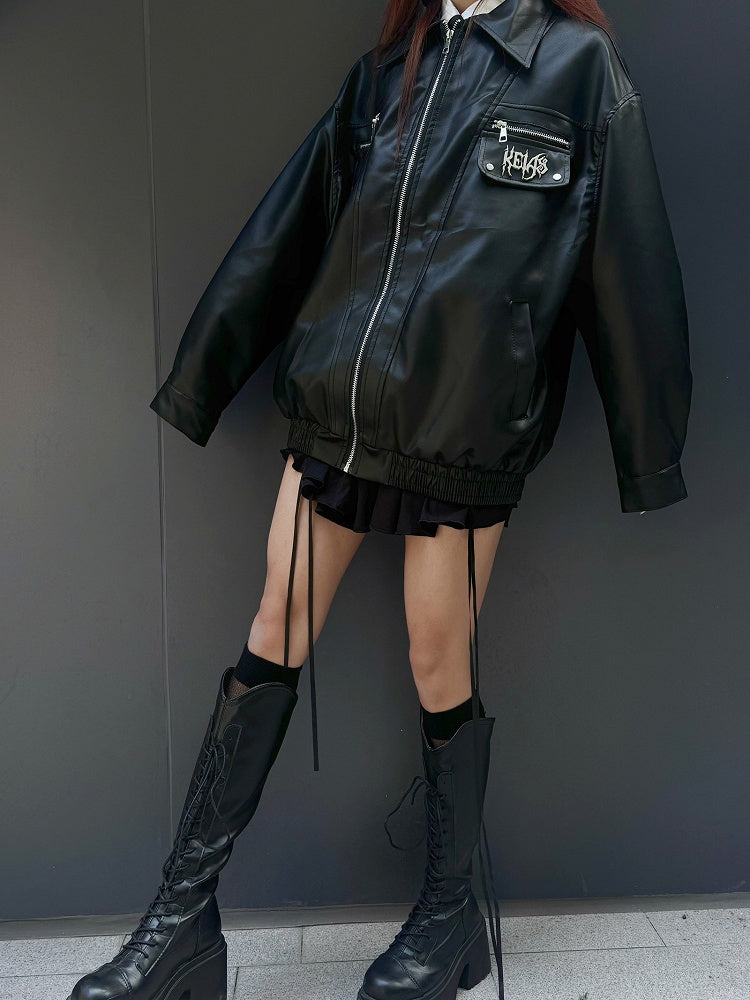 Punk Black Metal Letters verzierte Motorradjacke