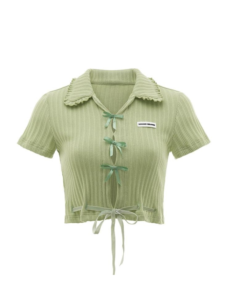 Hot Girl Satin Bow Sweet Short Top