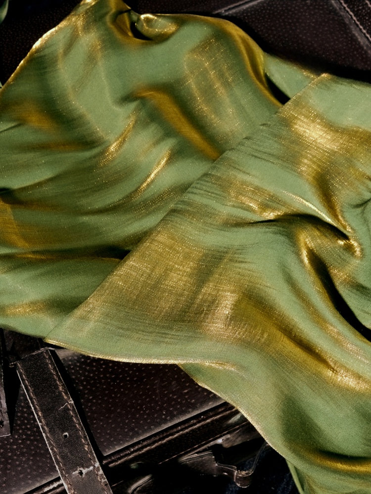 Green Asymmetrical Flounce Hem Cami Dress