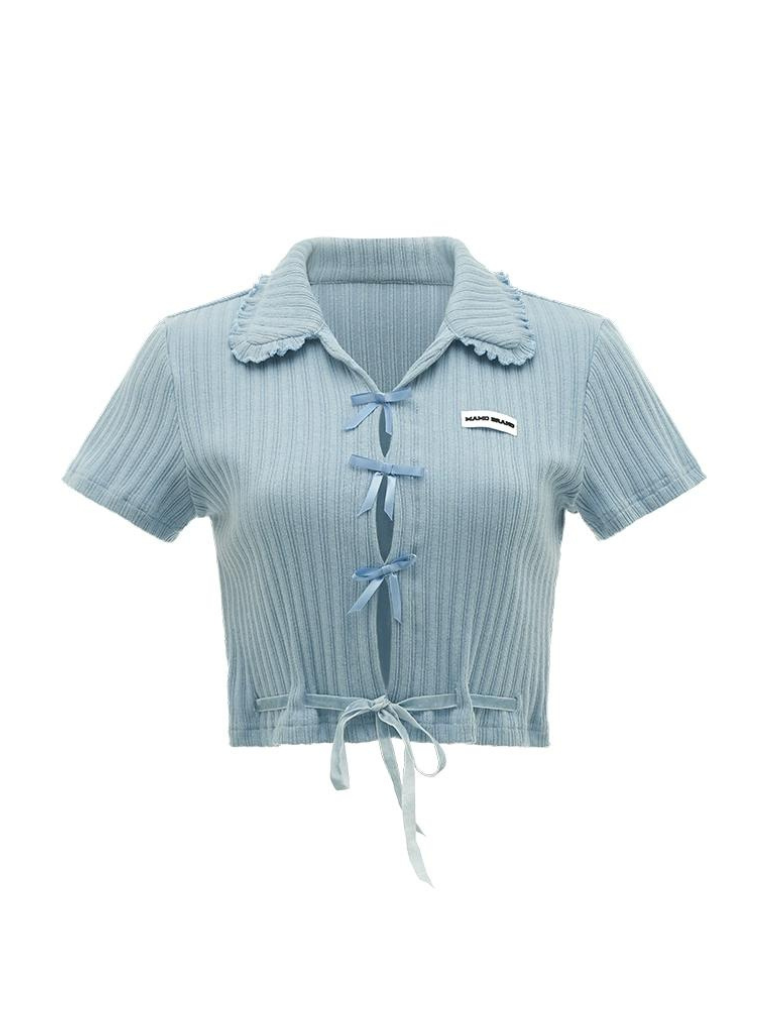 Hot Girl Satin Bow Sweet Short Top