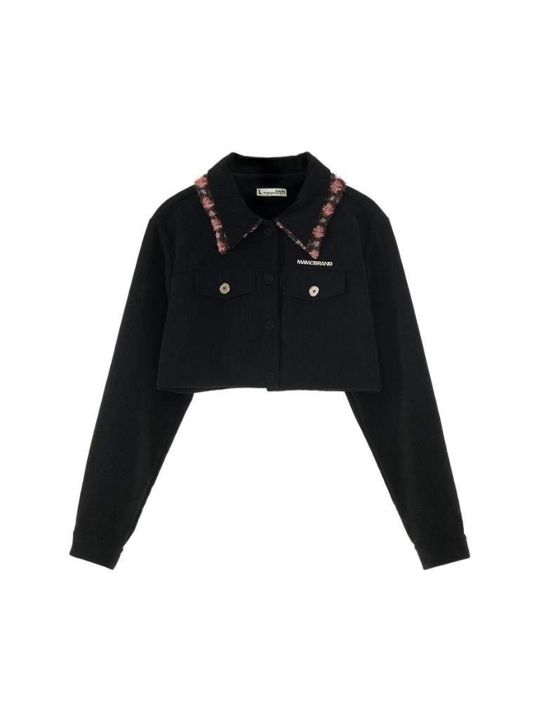 Jupe courte asymétrique fleurie + veste fleurie à col