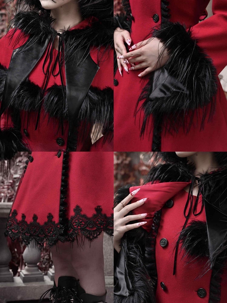Weihnachten Neues Outfit Abnehmbarer Umhang Roter Wollmantel