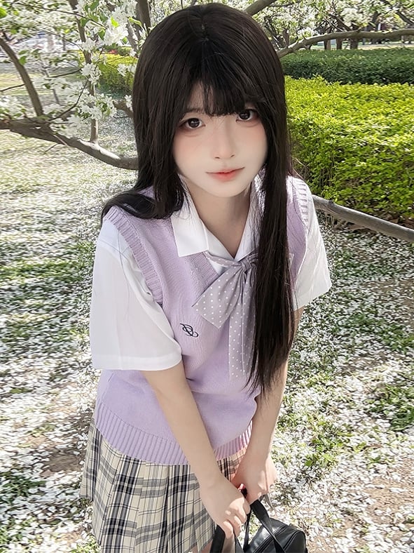 Weste Preppy JK Farbe Uniform Stil Gestrickt 10 V-Ausschnitt Optionen