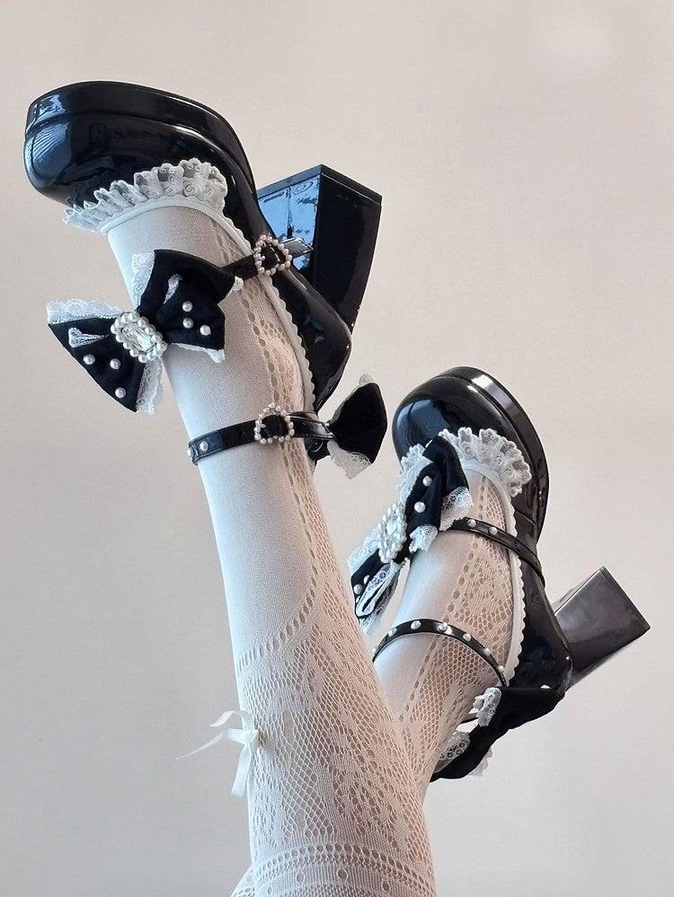 Beaded Black Detachable Decorated Bowknot And Polished Rhinestone