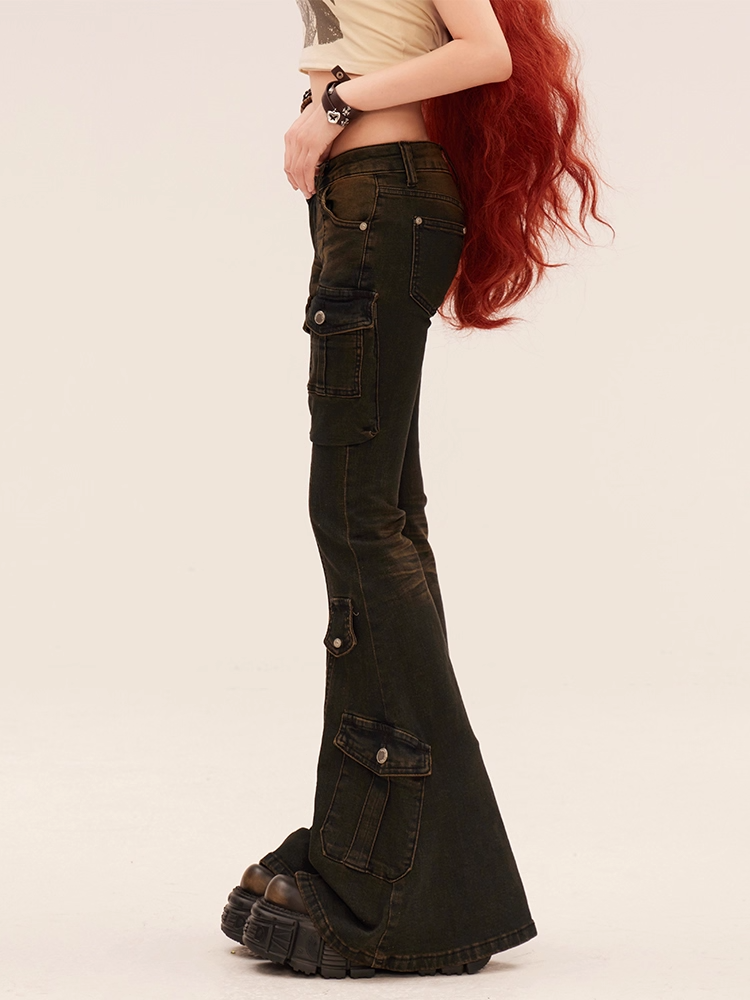 Taschen Flared Jeans Rise Cargo Schwarz Low